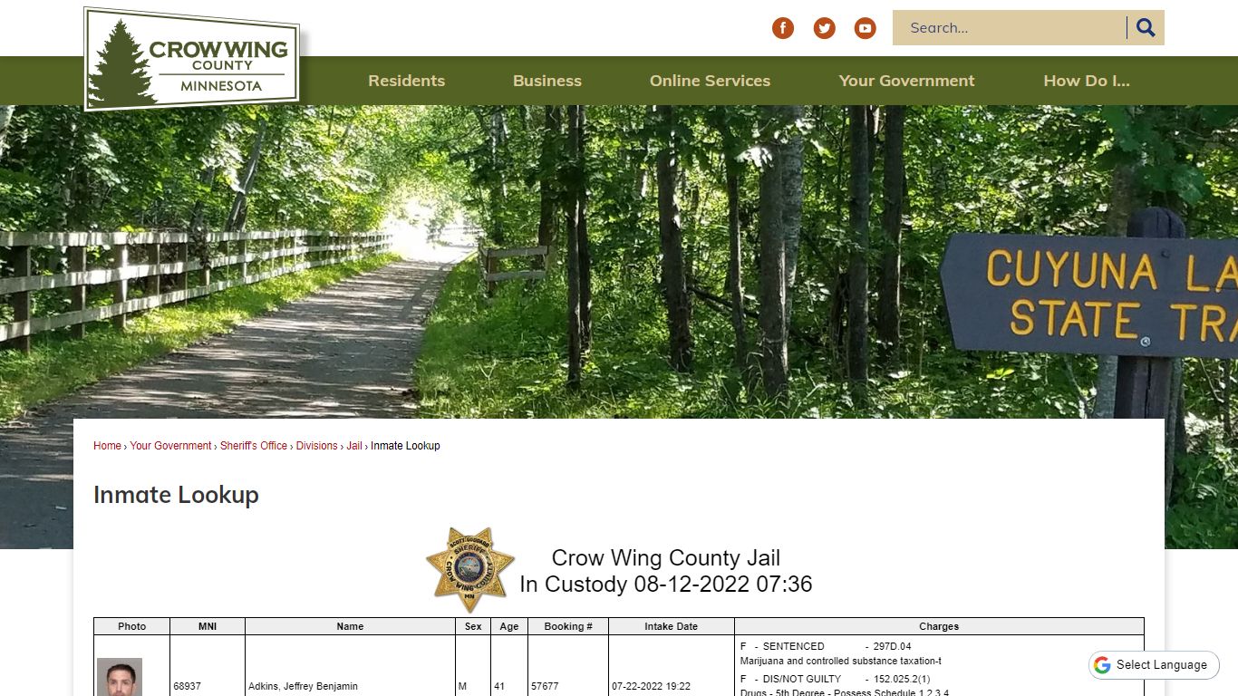 Inmate Lookup | Crow Wing County, MN - Official Website