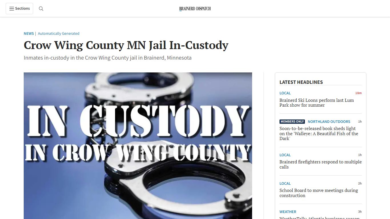 Crow Wing County MN Jail In-Custody | Brainerd Dispatch