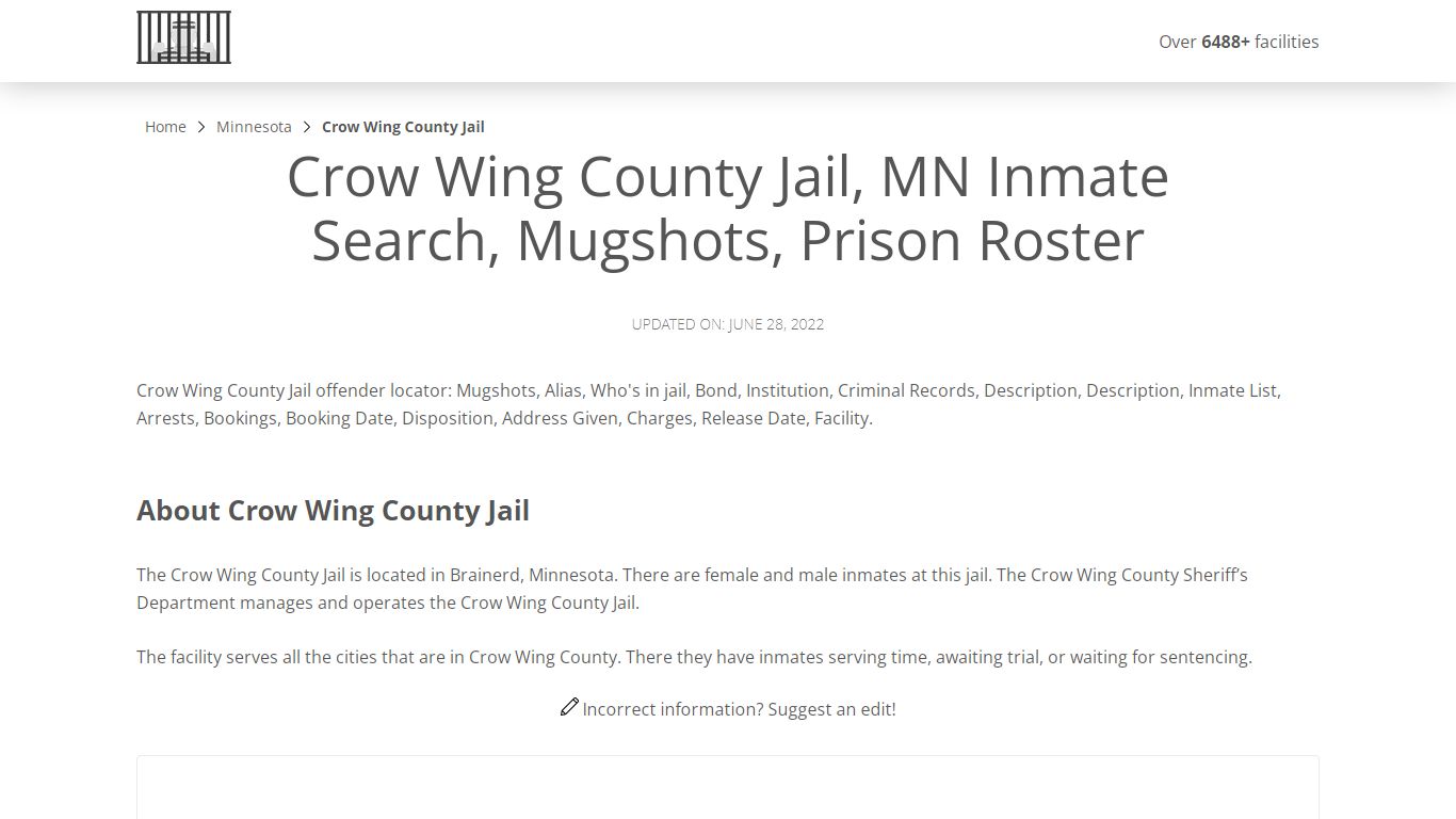 Crow Wing County Jail, MN Inmate Search, Mugshots, Prison ...